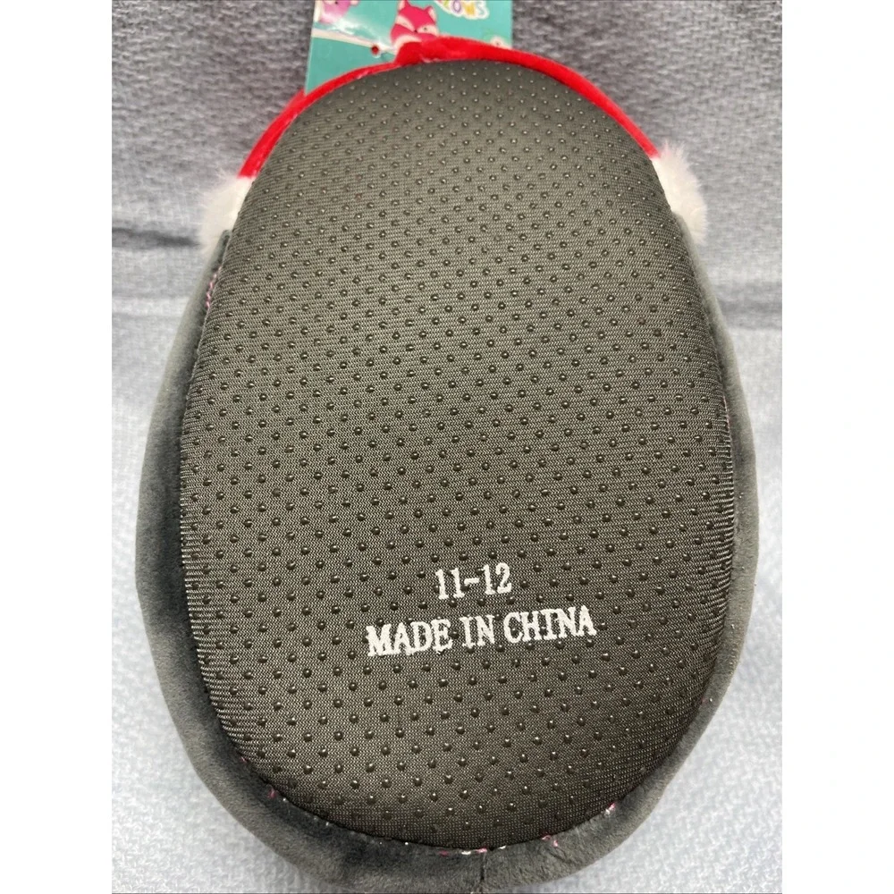 NWT Squishmallows Slippers Christmas Penguin Kids Size 11-12 Gray